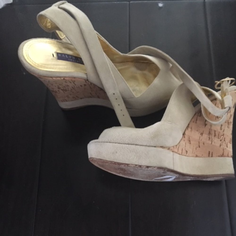 Khaki / Beige Suede Wedge high heel